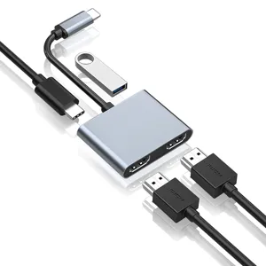 아모란나 4in1 C타입 듀얼모니터 HDMI 멀티 USB 허브 분배기 4K, 혼합색상