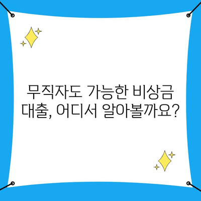 무직자 비상금대출, 어디서 어떻게? | 조건, 종류, 신청 가이드