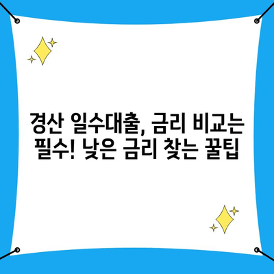 경산일수대출 조건, 꼼꼼히 따져보세요! | 경산, 일수대출, 대출 조건, 금리 비교, 주의사항