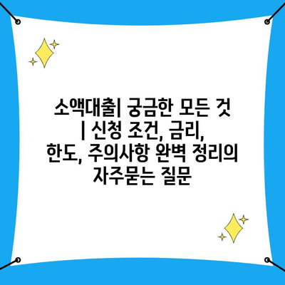 소액대출| 궁금한 모든 것 | 신청 조건, 금리, 한도, 주의사항 완벽 정리