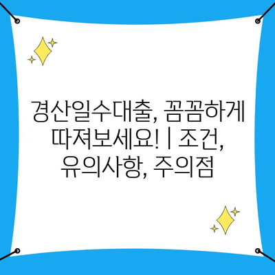 경산일수대출, 꼼꼼하게 따져보세요! | 조건, 유의사항, 주의점