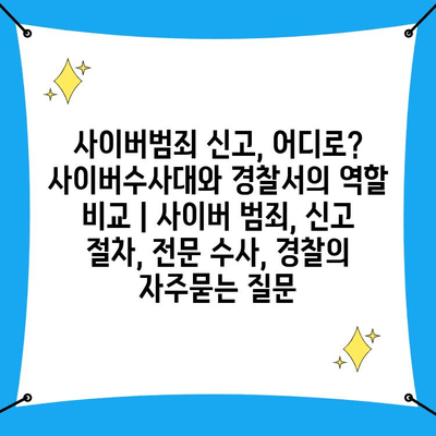 사이버범죄 신고, 어디로? 사이버수사대와 경찰서의 역할 비교 | 사이버 범죄, 신고 절차, 전문 수사, 경찰