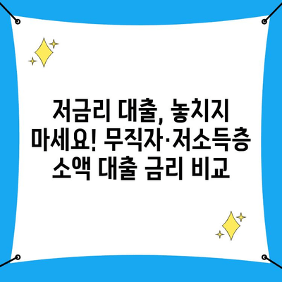 무직자·저소득층 소액 대출, 혜택 알아보고 꼼꼼히 비교하세요! | 서민금융, 대출 상품, 금리 비교