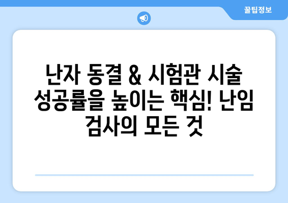 난자 동결 & 시험관 시술 성공률 높이는 필수 난임 검사| 종류 & 준비 가이드 | 난임, 난임검사, 난자동결, 시험관시술, 성공률