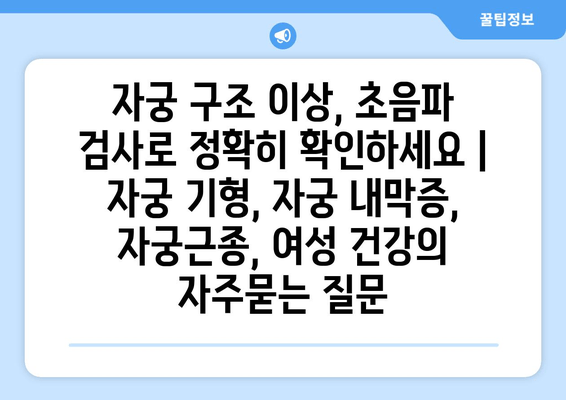 자궁 구조 이상, 초음파 검사로 정확히 확인하세요 | 자궁 기형, 자궁 내막증, 자궁근종, 여성 건강