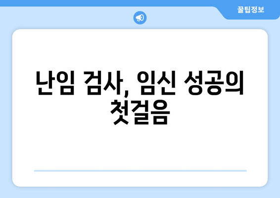 난임 검사, 임신 성공률 높이는 길잡이| 검사 종류별 정확한 정보와 성공 전략 | 난임, 임신 성공, 검사 가이드, 난임 치료