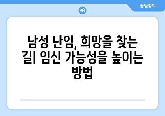 남성 난임, 희망을 찾는 길| 임신 가능성을 높이는 방법 | 난임, 남성불임, 치료, 시술, 자연임신