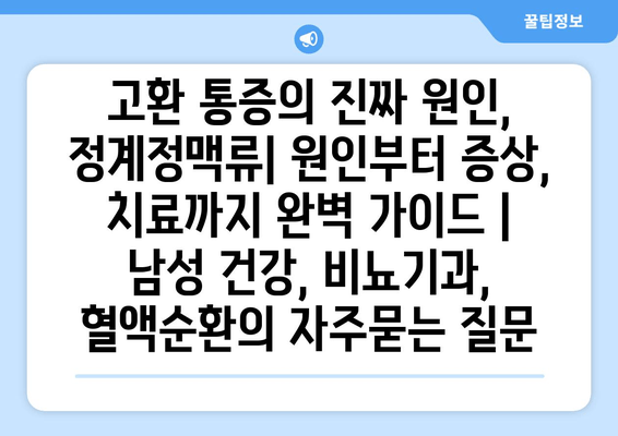 고환 통증의 진짜 원인, 정계정맥류| 원인부터 증상, 치료까지 완벽 가이드 | 남성 건강, 비뇨기과, 혈액순환