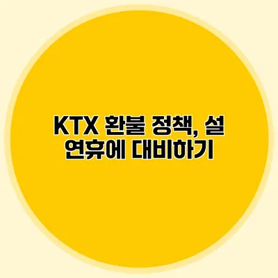 KTX 환불 정책, 설 연휴에 대비하기