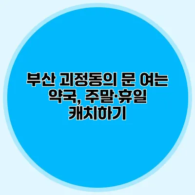 부산 괴정동의 문 여는 약국, 주말·휴일 캐치하기