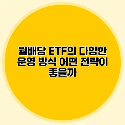월배당 ETF의 다양한 운영 방식 어떤 전략이 좋을까?
