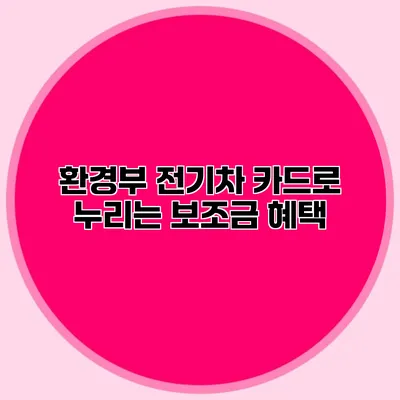 환경부 전기차 카드로 누리는 보조금 혜택