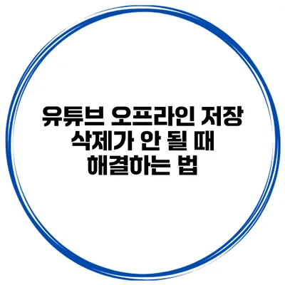 유튜브 오프라인 저장 삭제가 안 될 때 해결하는 법